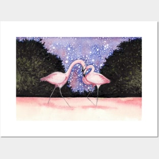 Flamingos in Love Posters and Art